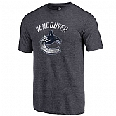 Men's Vancouver Canucks Distressed Team Primary Logo Tri Blend T-Shirt Navy FengYun,baseball caps,new era cap wholesale,wholesale hats
